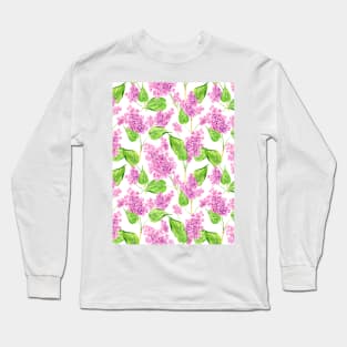 Pink watercolor lilac flowers Long Sleeve T-Shirt